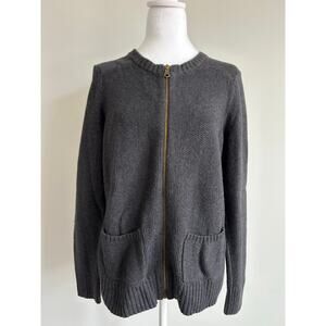 Women’s Eddie Bauer Crew neck zip up Cardigan Size Large wool blend